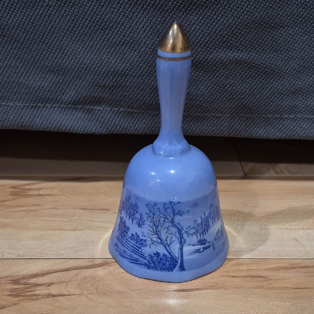 2/$20 Currier & Ives Blue and Gold Decorative Bell